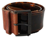 Ermanno Scervino Dark Brown Leather Wide Buckle Belt -   -  Ermanno Scervino.